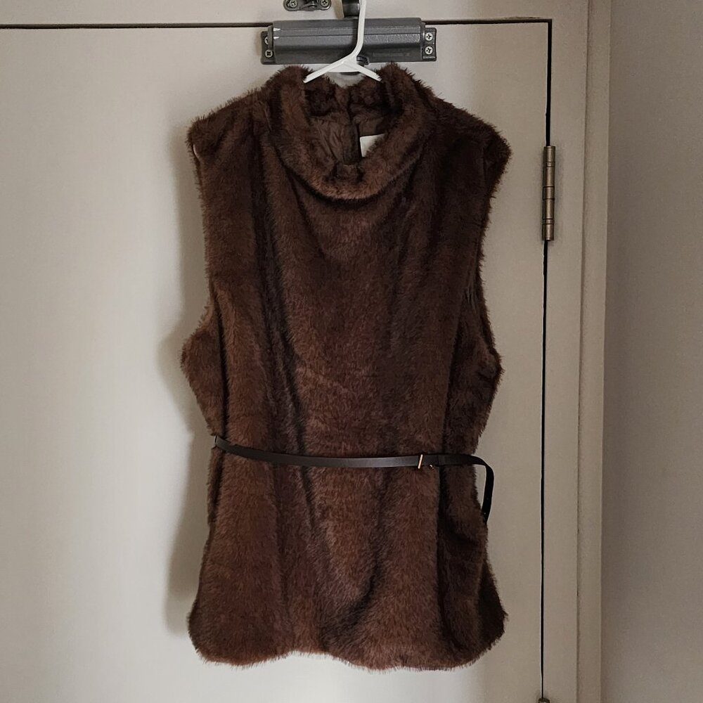 Faux Fur Mock Turtleneck Vest